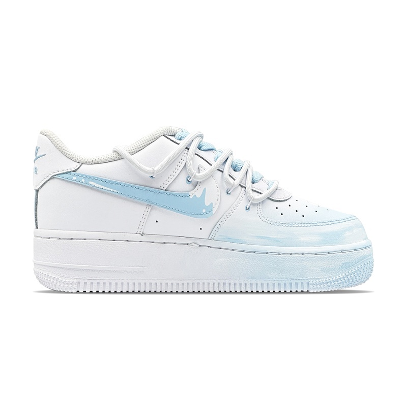 Custom Air Force 1 Shoes Ice Mountain Blue White - Image 2
