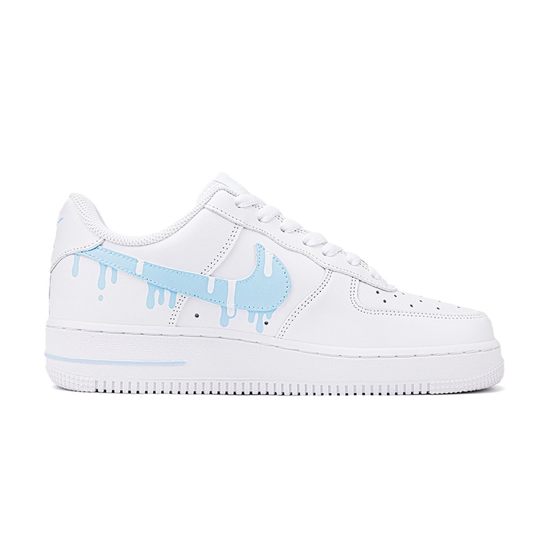 Custom Air Force 1 Shoes IceCream Melting Blue White - Image 2