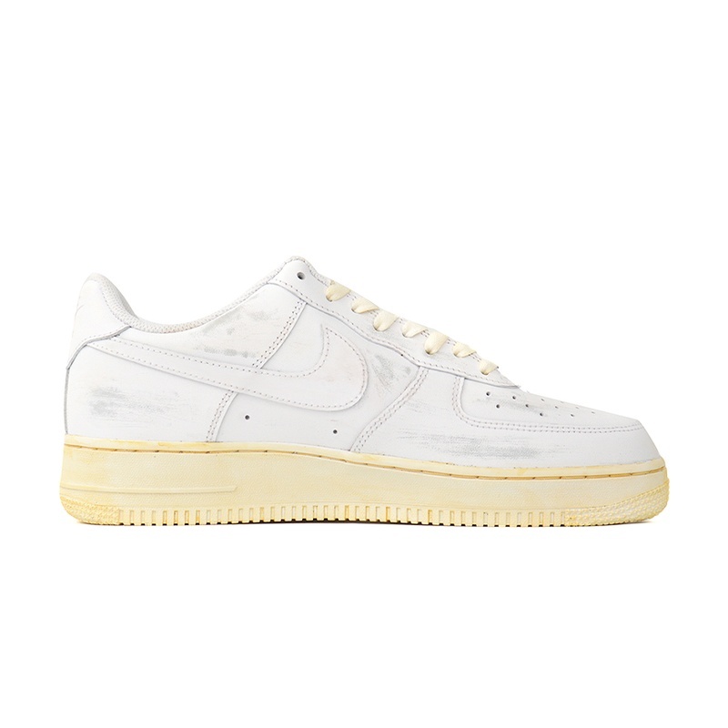 Custom Air Force 1 Shoes Minimalist Weathered White Yellow - Image 2