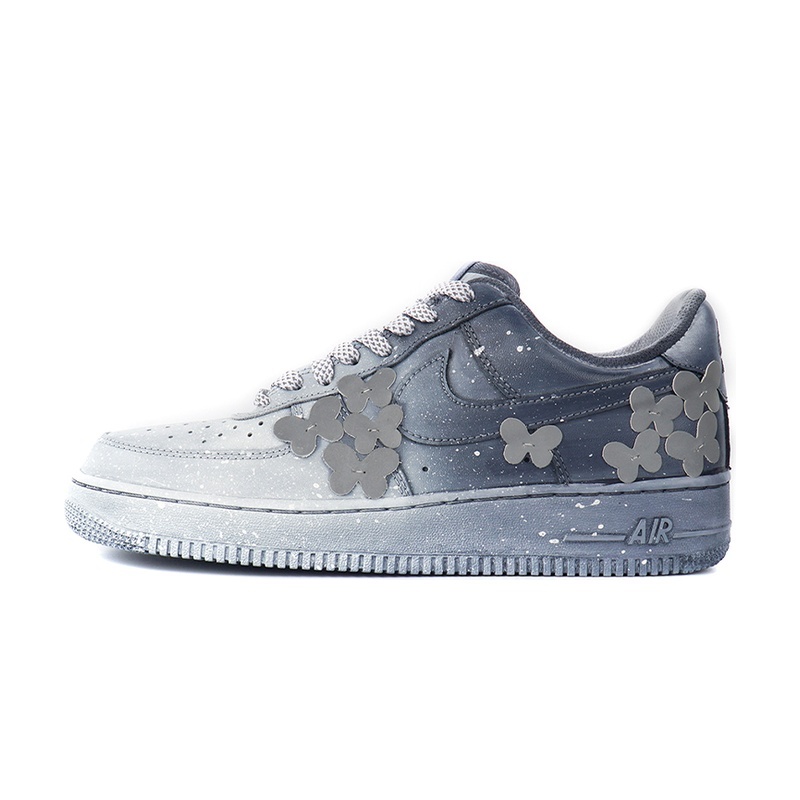Custom Air Force 1 Shoes Butterfly Starry White Gray