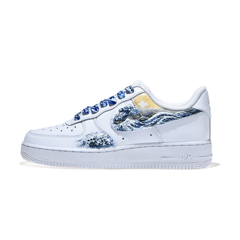 Custom Air Force 1 Shoes Floating World White Blue