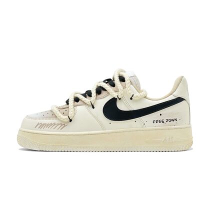 Custom Air Force 1 Shoes Free Down Beige Black