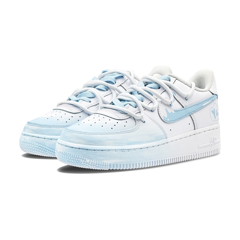 Custom Air Force 1 Shoes Ice Mountain Blue White - Image 3