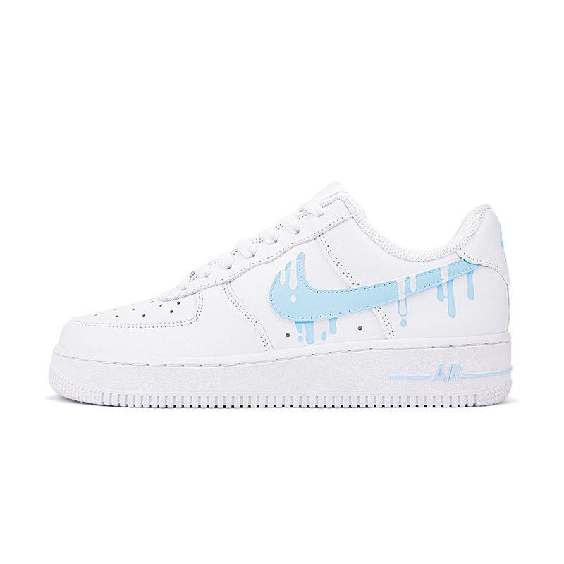 Custom Air Force 1 Shoes IceCream Melting Blue White