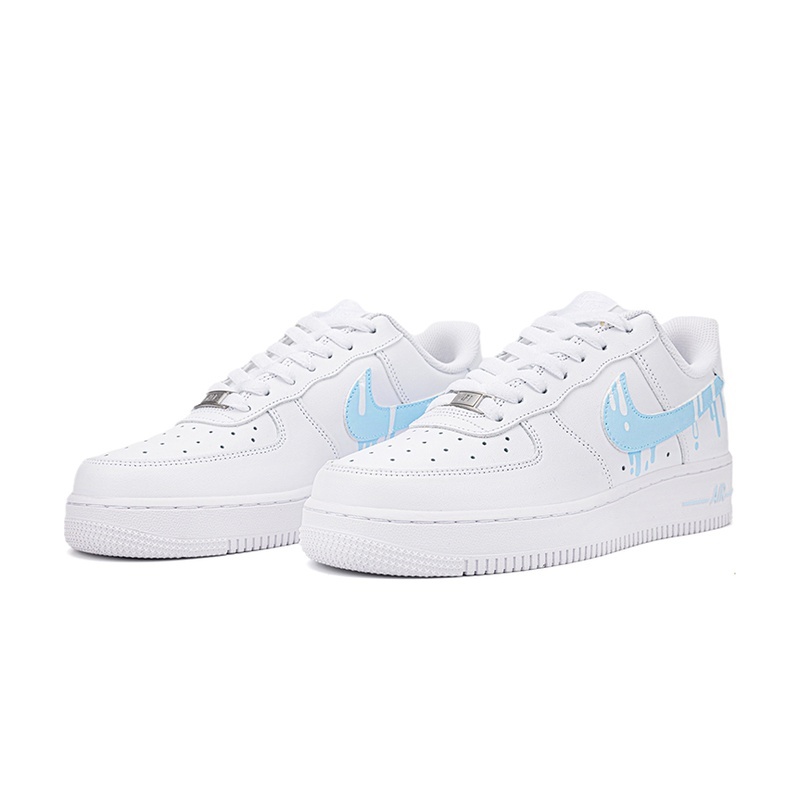 Custom Air Force 1 Shoes IceCream Melting Blue White - Image 3
