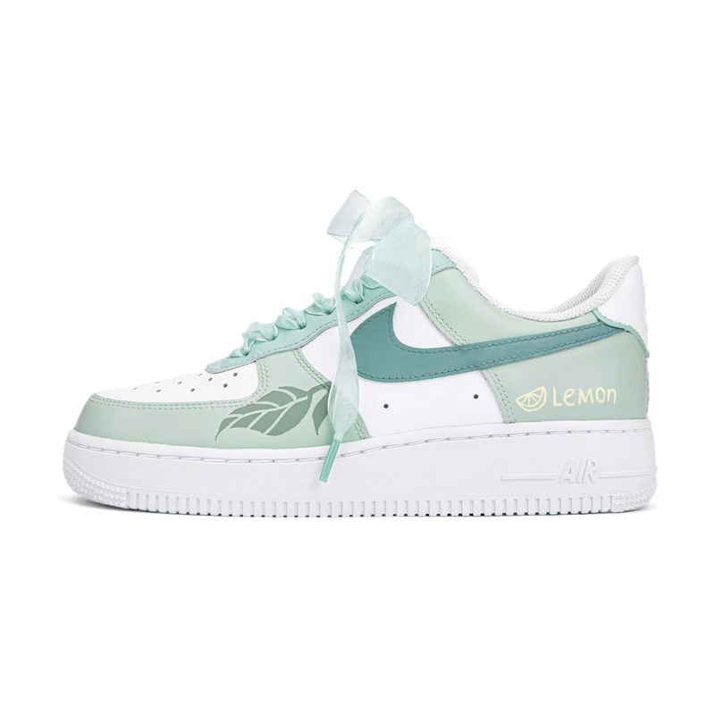 Custom Air Force 1 Shoes Lemon Tree Green White