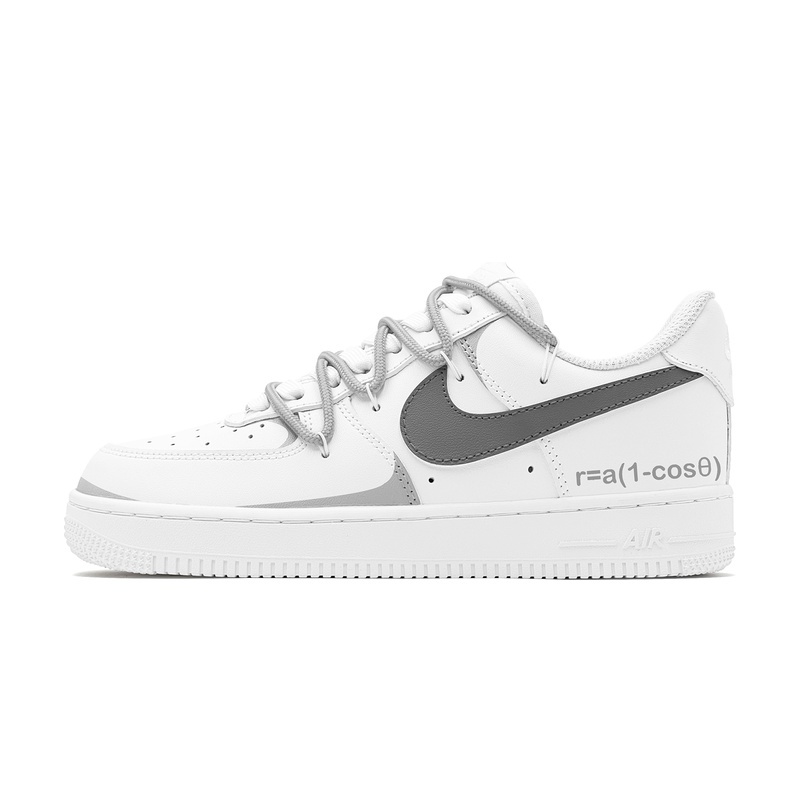 Custom Air Force 1 Shoes Mathematical Function Gray White