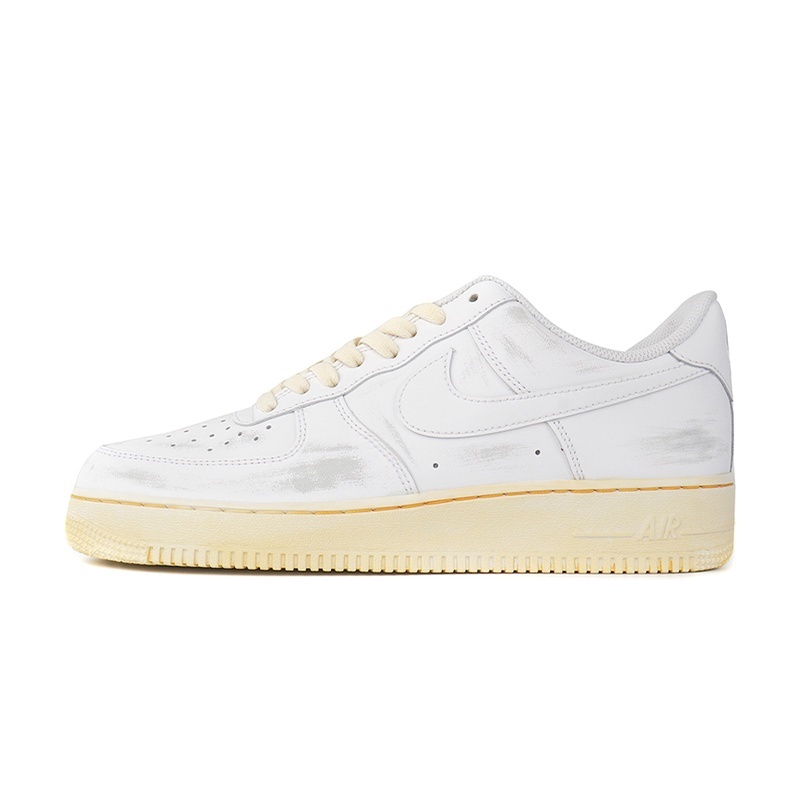 Custom Air Force 1 Shoes Minimalist Weathered White Yellow