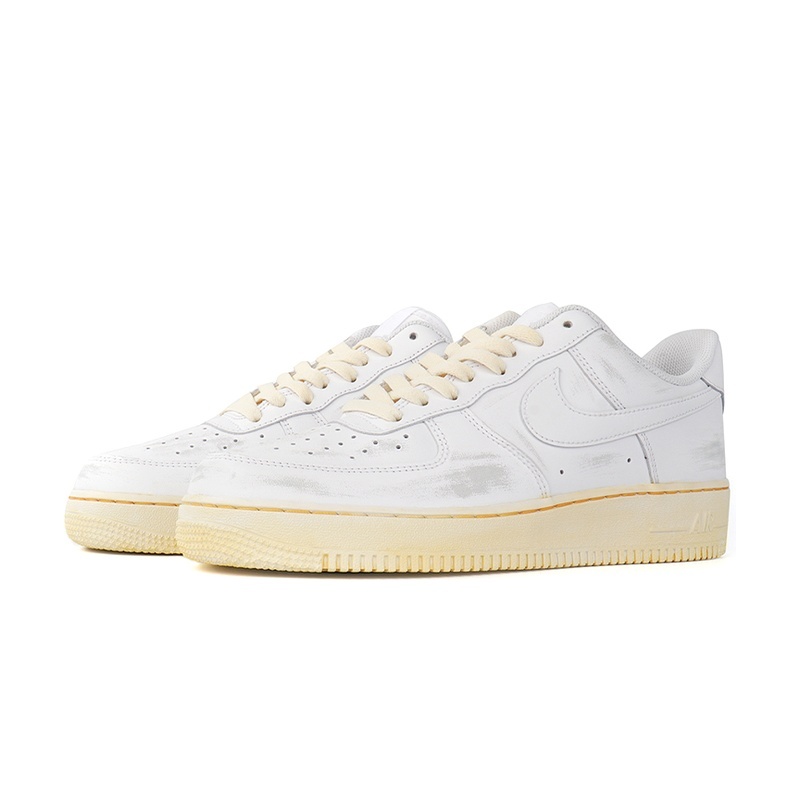Custom Air Force 1 Shoes Minimalist Weathered White Yellow - Image 3