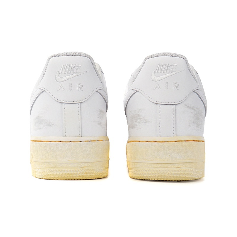 Custom Air Force 1 Shoes Minimalist Weathered White Yellow - Image 4