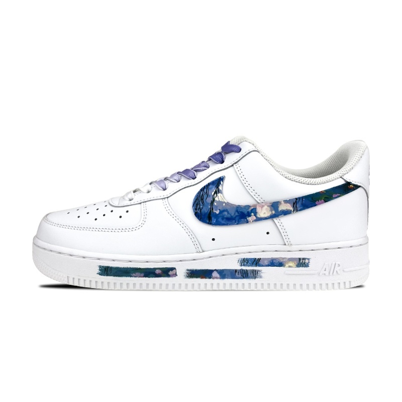Custom Air Force 1 Shoes Monet Waterlily Purple White