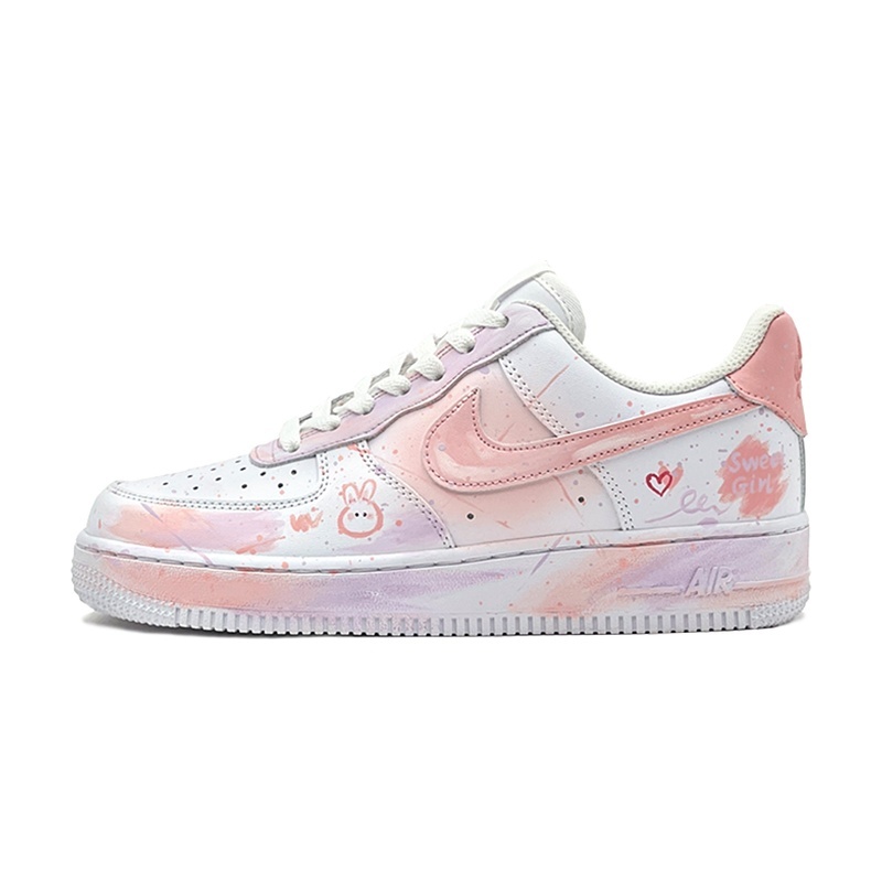 Custom Air Force 1 Shoes Sweet Bunny Pink White