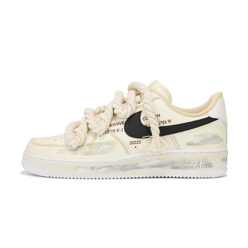 Custom Air Force 1 Shoes Vintage Oxidation Beige Black