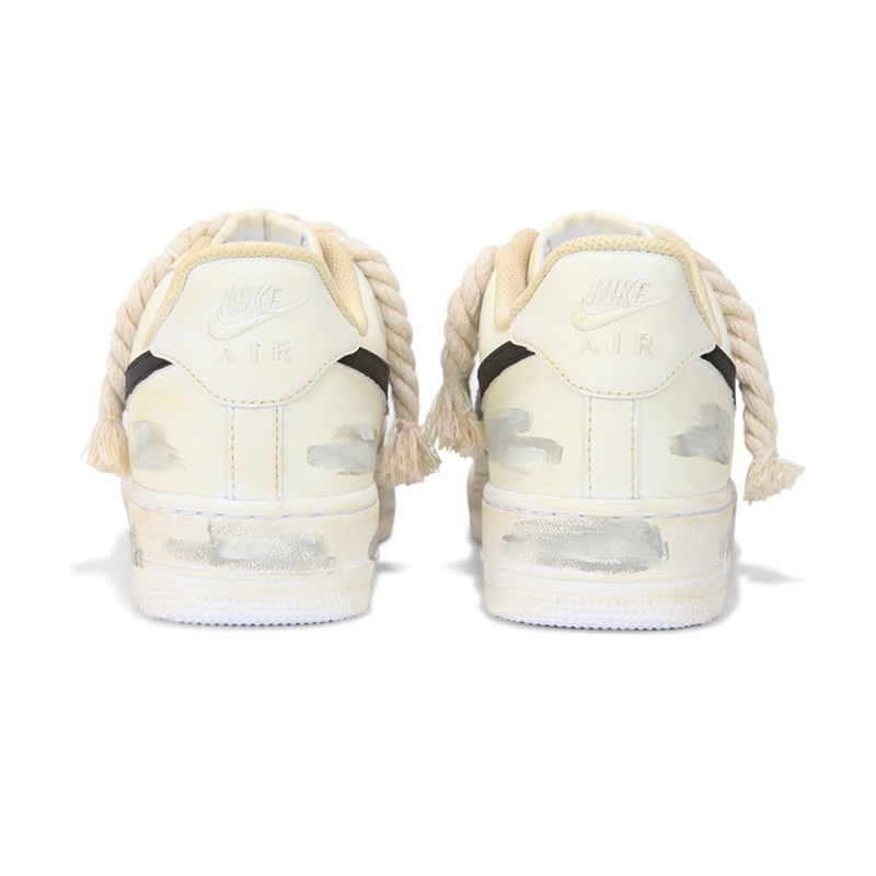 Custom Air Force 1 Shoes Vintage Oxidation Beige Black - Image 4