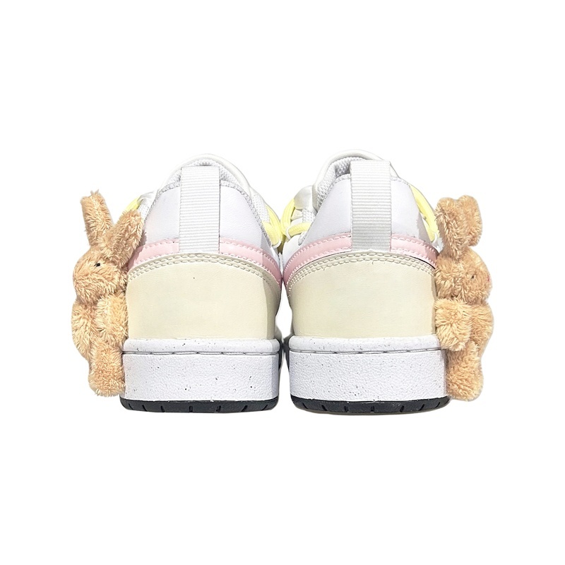 Custom Court Shoes Angora Rabbit Pink Yellow - Image 4