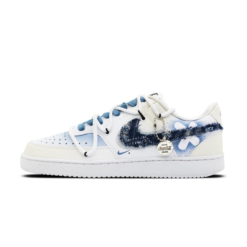 Custom Court Shoes Drifting Cowboy Blue White