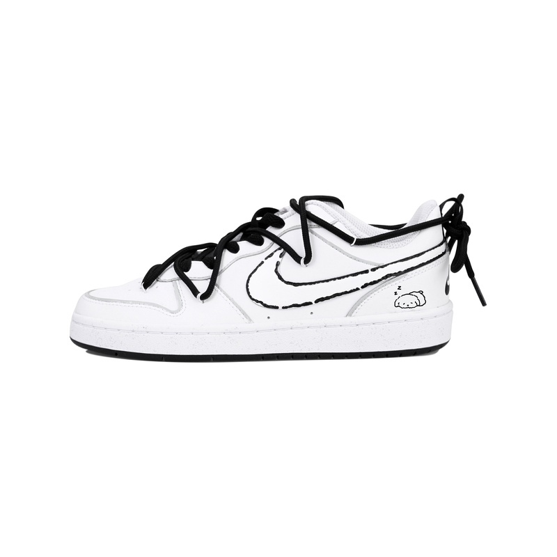Custom Court Shoes Lines Dog White Black