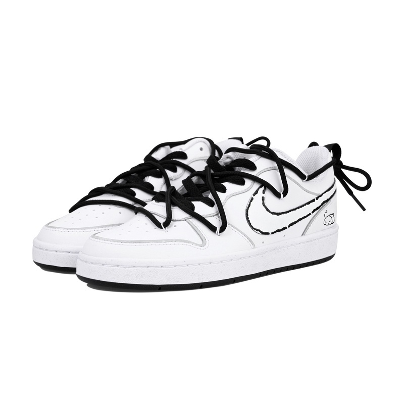 Custom Court Shoes Lines Dog White Black - Image 3