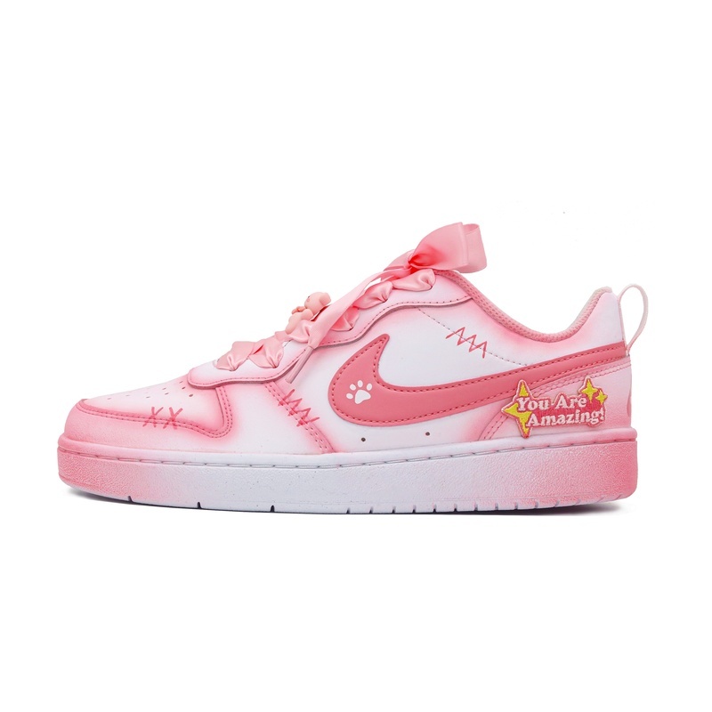 Custom Court Shoes Sweet Bear Pink White