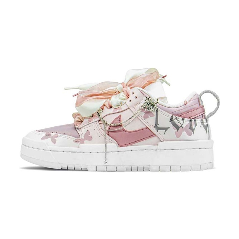 Custom Dunks Shoes Butterfly Bow Pink White