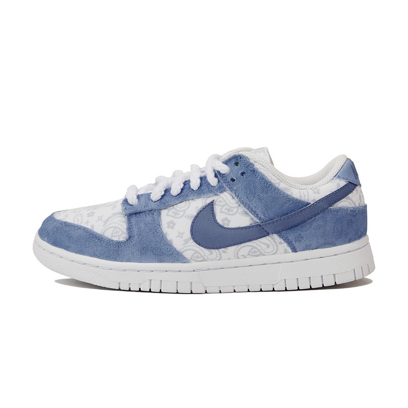 Custom Dunks Shoes Denim Paisley Blue White