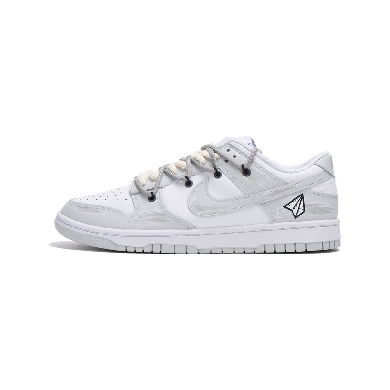 Custom Dunks Shoes Paper Airplane White Grey