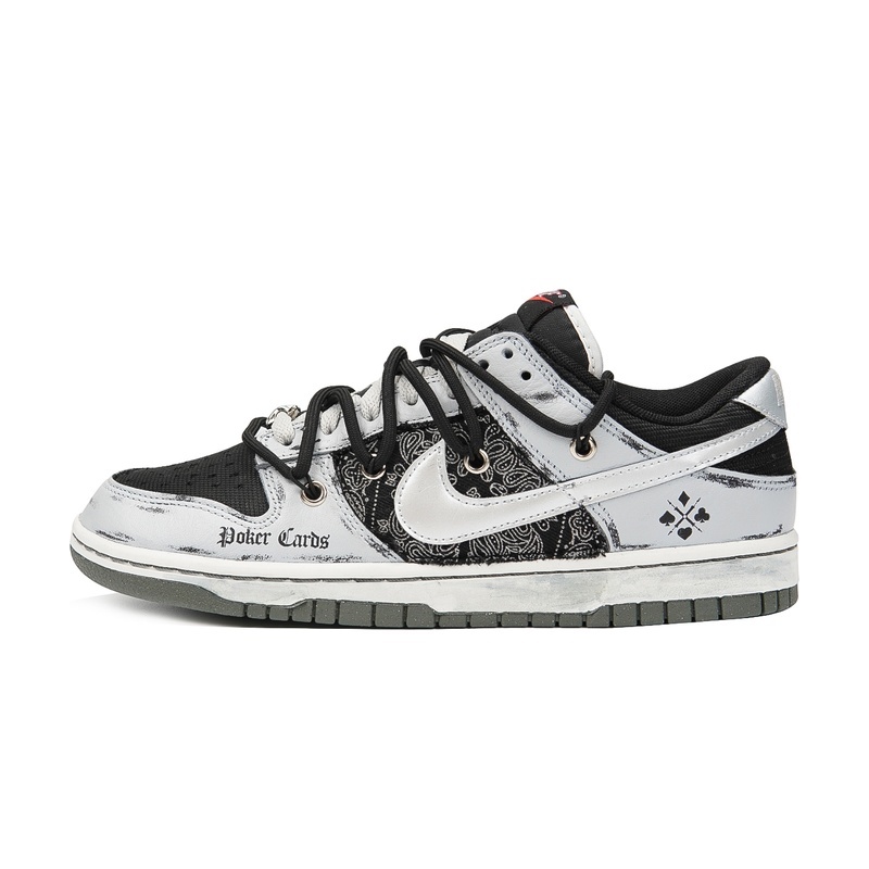 Custom Dunks Shoes Poker Paisley Black Grey