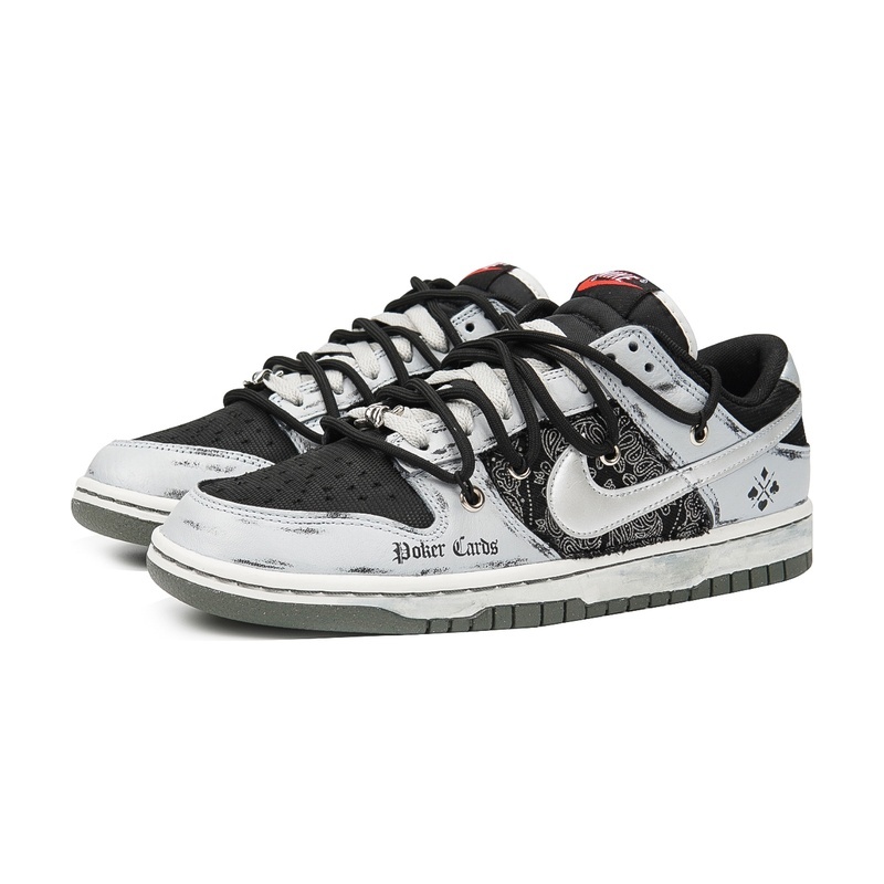 Custom Dunks Shoes Poker Paisley Black Grey - Image 3