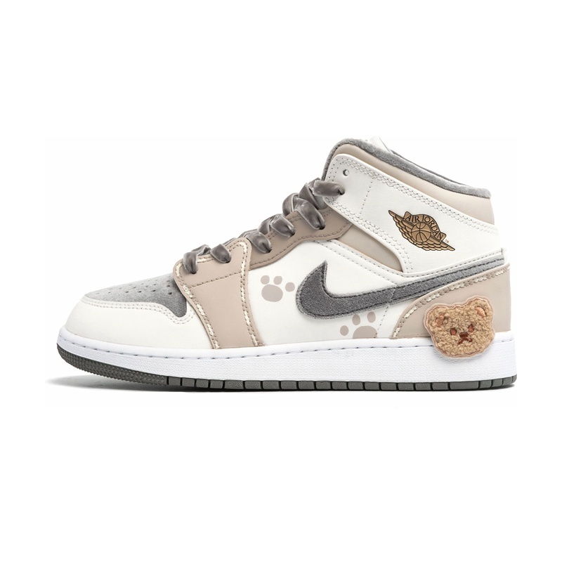 Custom Jordans Shoes Cute Bear Gray Brown