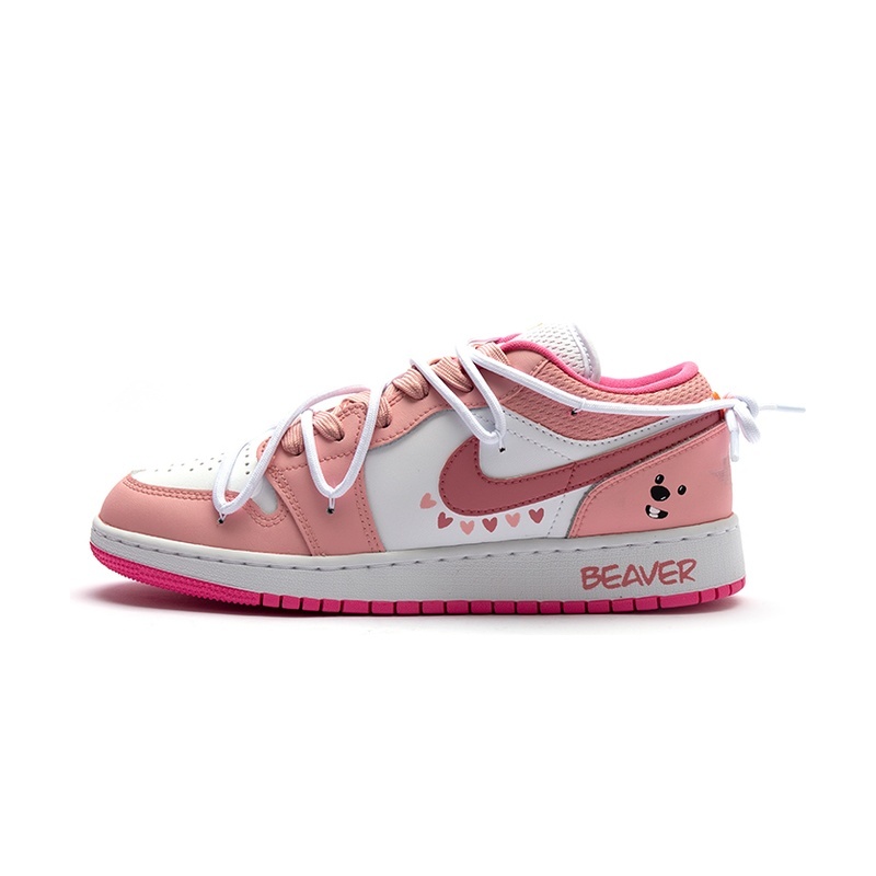 Custom Jordans Shoes Cute Beaver Pink White