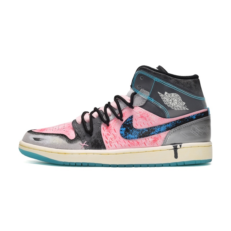 Custom Jordans Shoes Dissolve Graffiti Pink Black