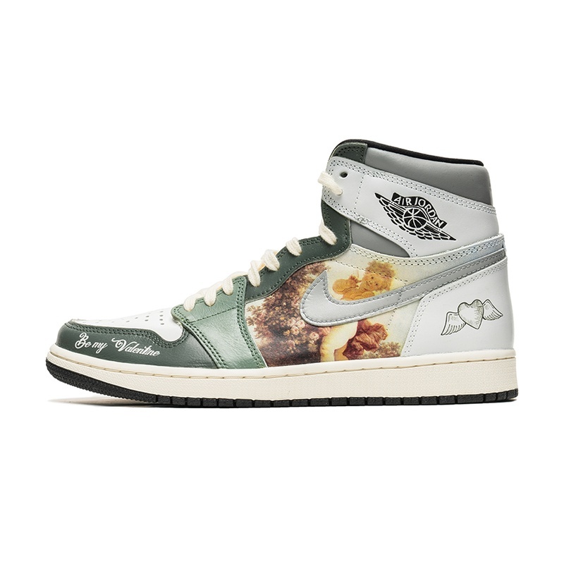 Custom Jordans Shoes Oil Painting White Green
