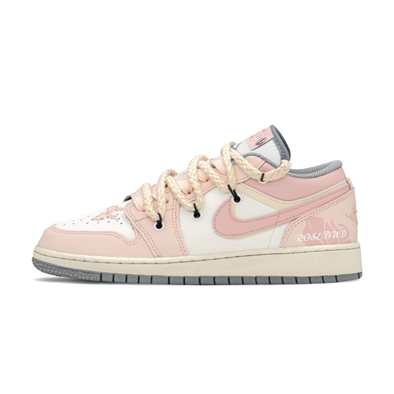 Custom Jordans Shoes Rosebud Butterfly Pink Grey