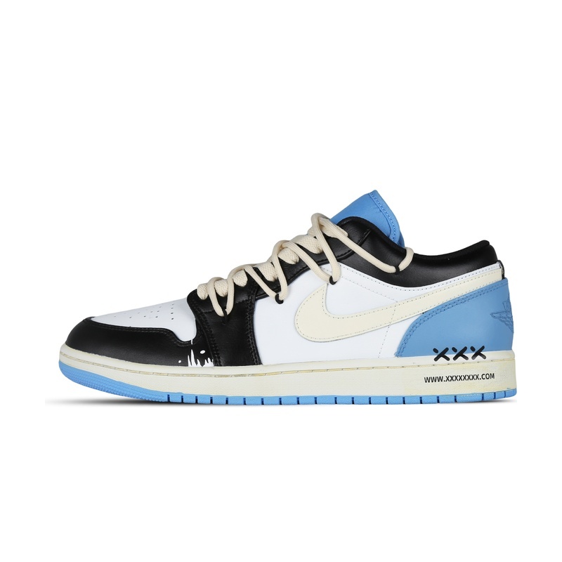 Custom Jordans Shoes Stitched Crosses Blue Black