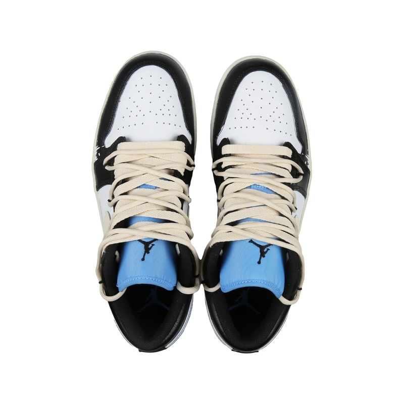 Custom Jordans Shoes Stitched Crosses Blue Black - Image 4