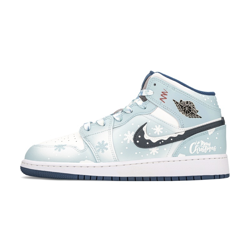 Custom Jordans Shoes Winter Wonderland Blue White
