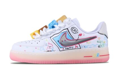 Custom Air Force 1 Shoes Animal Party White Pink