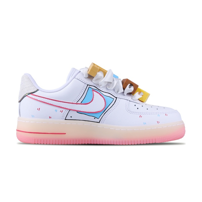Custom Air Force 1 Shoes Animal Party White Pink - Image 2