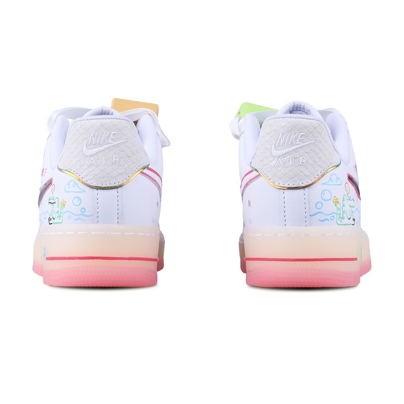 Custom Air Force 1 Shoes Animal Party White Pink - Image 4