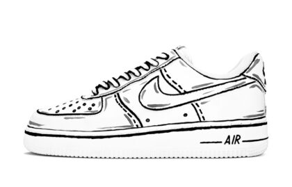 Custom Air Force 1 Shoes Anime Lines White Black