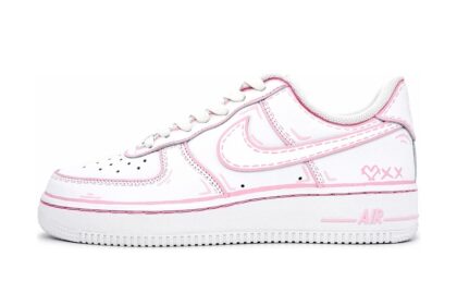 Custom Air Force 1 Shoes Anime Lines White Pink