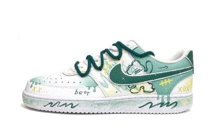 Custom Court Shoes Bear Daydream Green Yellow