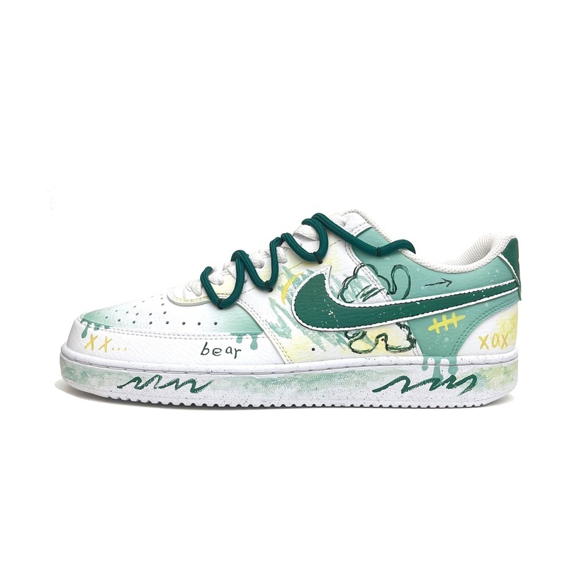 Custom Court Shoes Bear Daydream Green Yellow