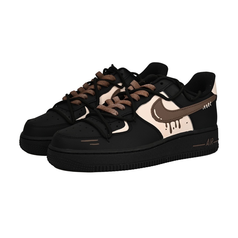 Custom Air Force 1 Shoes Chocolate Melt Black Brown - Image 3