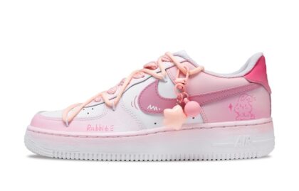 Custom Air Force 1 Shoes Cute Rabbit Pink White