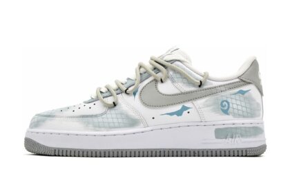 Custom Air Force 1 Shoes Dragon Scale White Blue