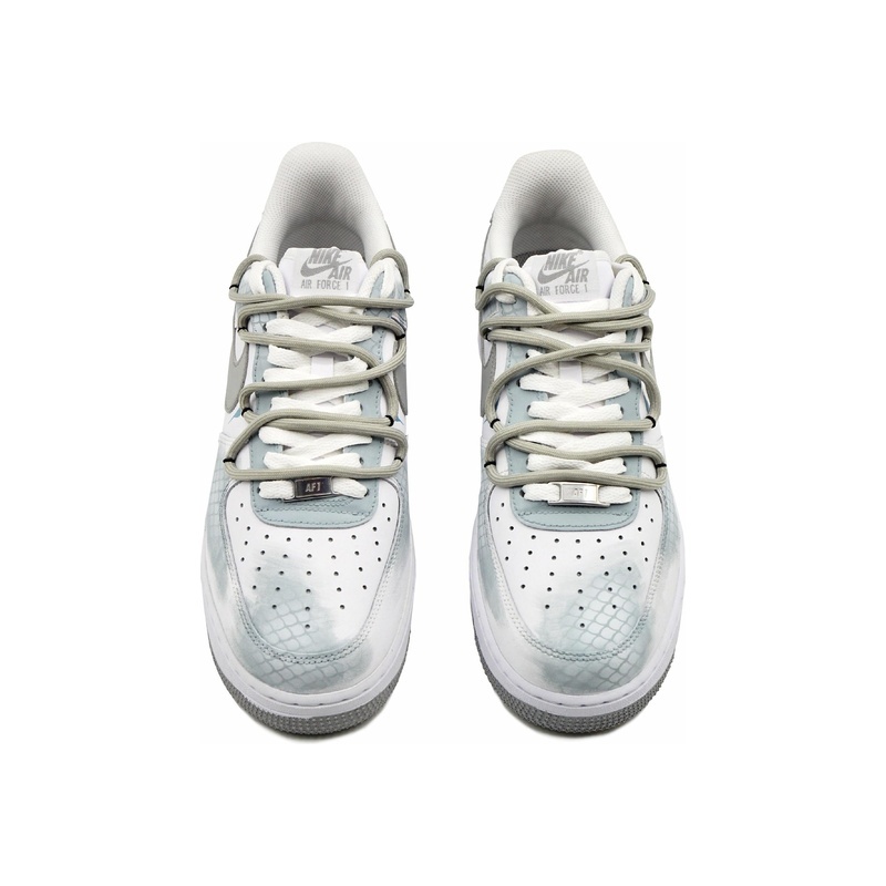 Custom Air Force 1 Shoes Dragon Scale White Blue - Image 3