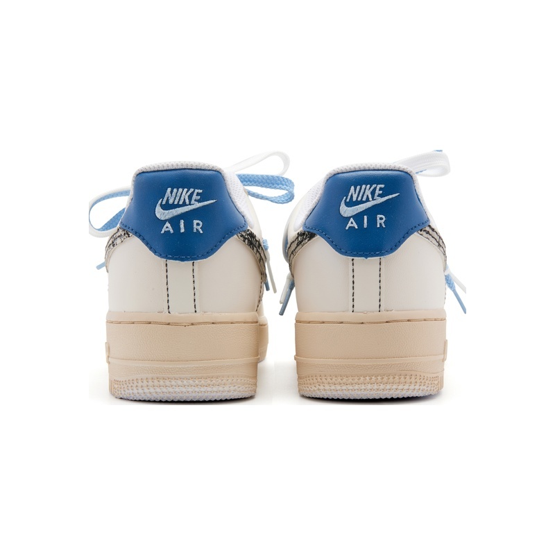 Custom Air Force 1 Shoes Edo Era Beige Blue - Image 4