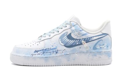 Custom Air Force 1 Shoes Rain Over Sky Blue White