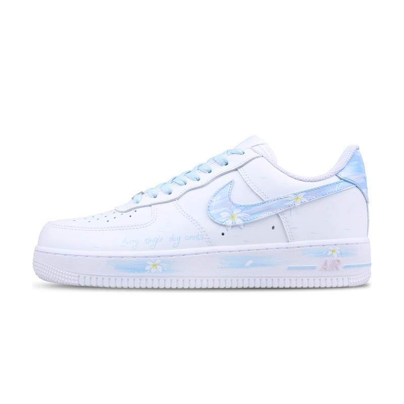 Custom Air Force 1 Shoes Sky Garden White Blue